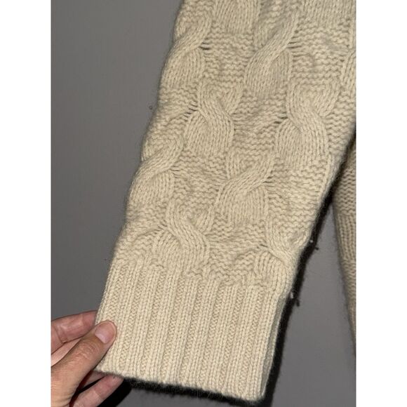 Ann Taylor Wool Angora Sweater Thick Cable Knit Ivory Pearl Rabbit Hair Size XL - Picture 8 of 16